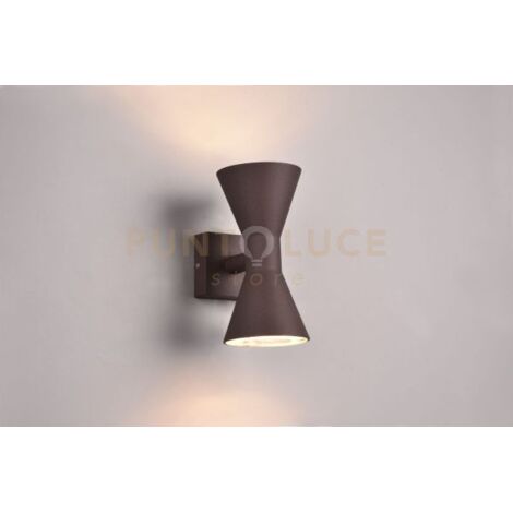 ARDAS APPLIQUE DA ESTERNO FUSIONE ALLUMINIO RUGGINE BI-EMISSIONE H. 20CM IP44  2 LUCI ATTACCO GU10