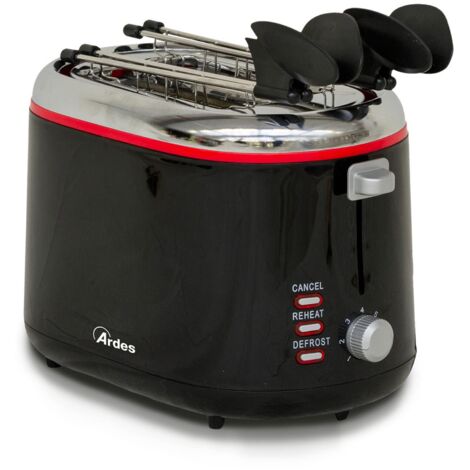 Ardes AR1T25 Tostapane 850W 2 Fette Nero e Acciaio Inox 7 Livelli di Doratura