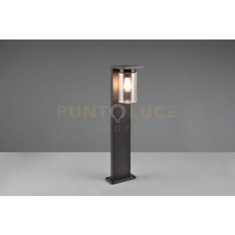 ARDILA PALO DA ESTERNO FUSIONE ALLUMINIO NERA CON VETRO CILINDRO SENSORE CREPUSCOLARE H. 65CM IP44 1 LUCE ATTACCO E27