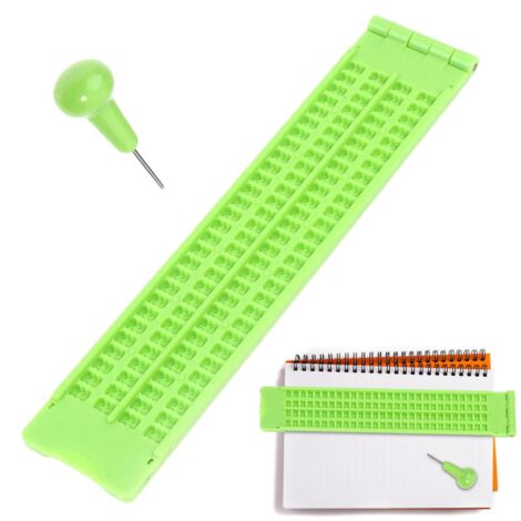Ardoise Braille - 4 Lignes 28 Celles Aide à l'Entraînement pour Aveugles,Kit d'Apprentissage Autodidacte du Braille - Pour Apprenants Enseignants Éducation à la Maison Famille