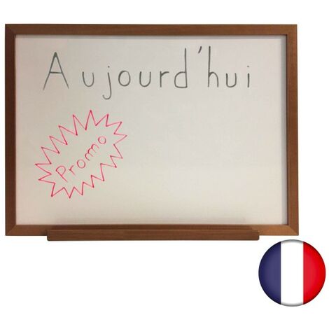 Ardoise couleur chêne dimensions 72,5 x 52,5 cm Recto ardoise et Verso blanc effaçable + plumier et accessoires