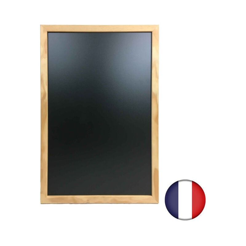 Ardoise murale cadre carré en bois brut dimensions 63 x 43 cm - Fabrication française