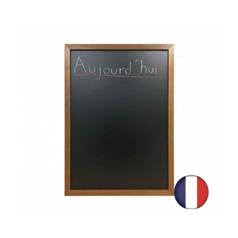 Ardoise murale Recto Verso cadre bois couleur chêne dimensions 72,5 x 52,5 cm