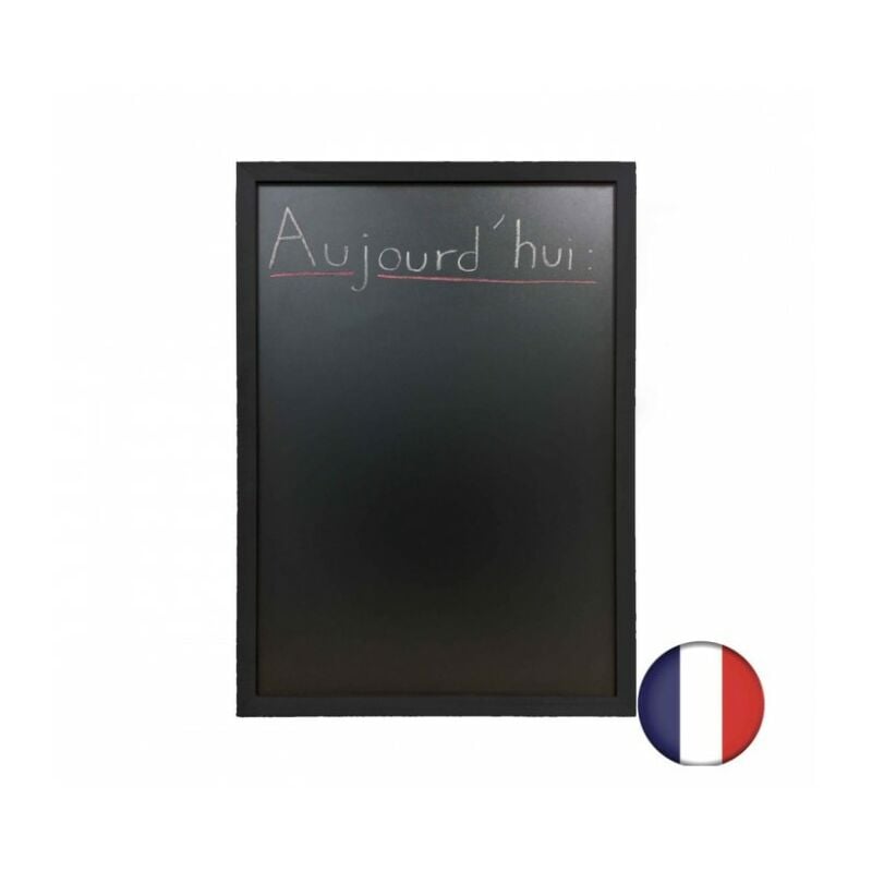 Ardoise murale Recto Verso cadre bois couleur noir dimensions 72,5 x 52,5 cm