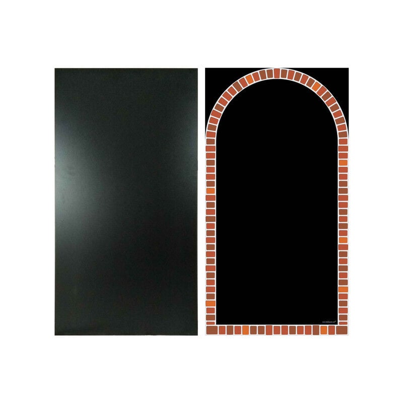 Ardoise noire avec une face modèle 'four à pizza' de dimensions 97 x 52 cm