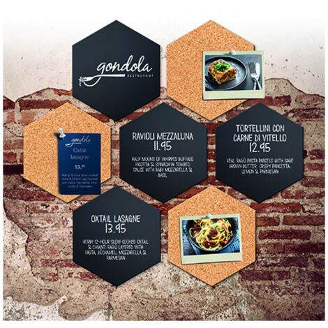 Ardoises murale Silhouette Hexagon - Noir - 18