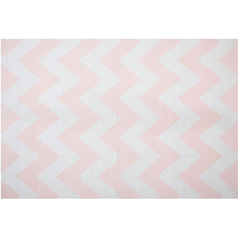 Area Rug Living Room Polyester 140x200 cm Chevron Pink and White Konarli