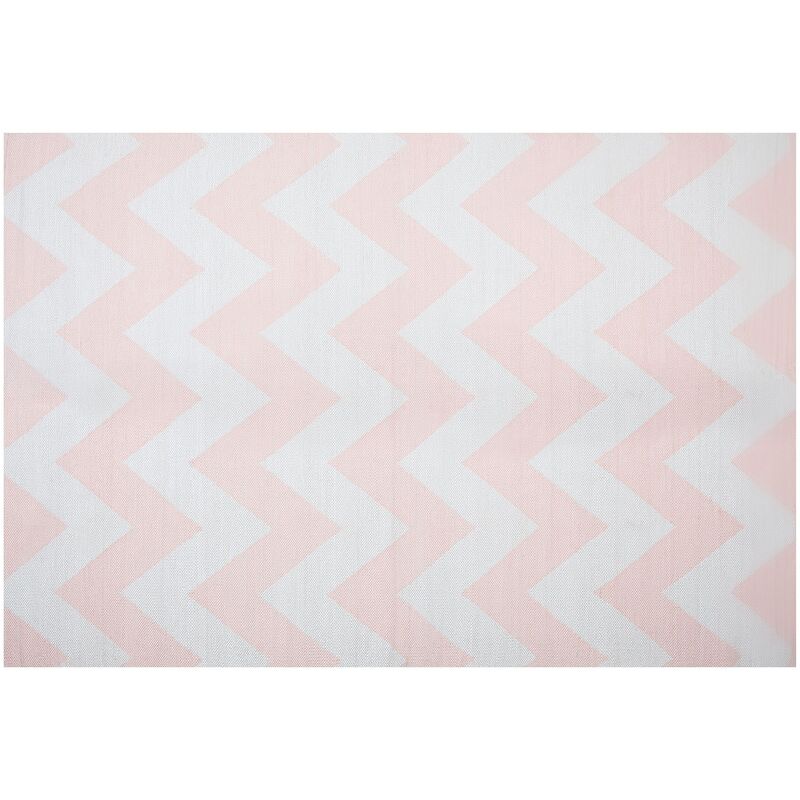 Area Rug Living Room Polyester 160x230 cm Chevron Pink and White Konarli
