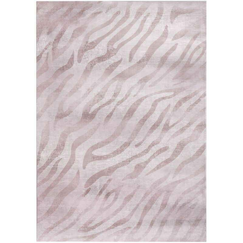 Area Rug Beige Fabric 140 x 200 cm Modern Zebra Pattern Living Room Bedroom For Underfloor Heating Anti-Slip Bottom EGIL