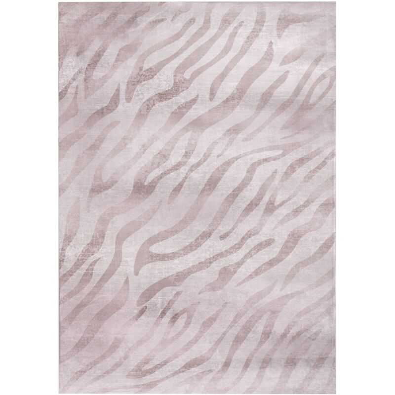 Area Rug Beige Fabric 160 x 230 cm Modern Zebra Pattern Living Room Bedroom For Underfloor Heating Anti-Slip Bottom EGIL