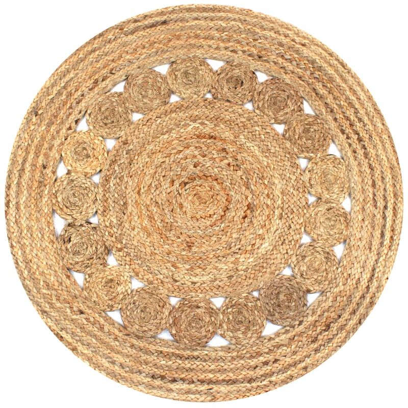 Area Rug Braided Design Jute 90 Cm Round Vidaxl