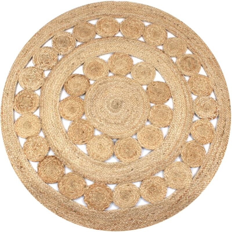 Area Rug Braided Design Jute 120 Cm Round Vidaxl