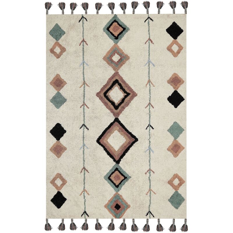 Beliani Rug Eskisehir Beige 140 X 200 Cm Cotton