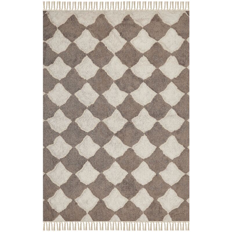 Beliani Rug Sinop Beige 140 X 200 Cm Cotton
