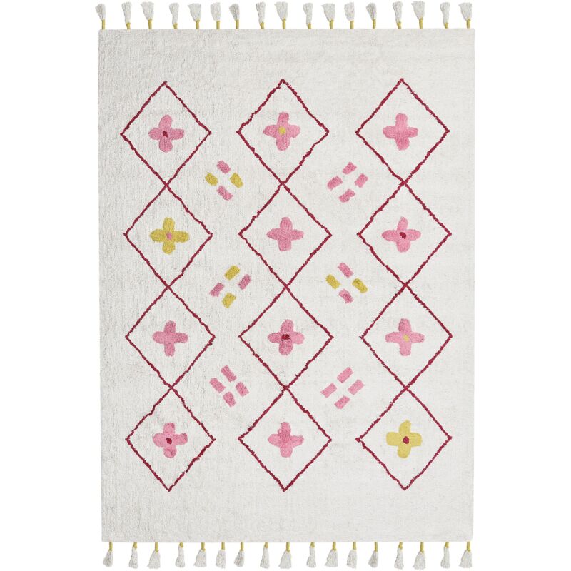 Beliani Kids Rug Cavus White 160 X 230 Cm Cotton