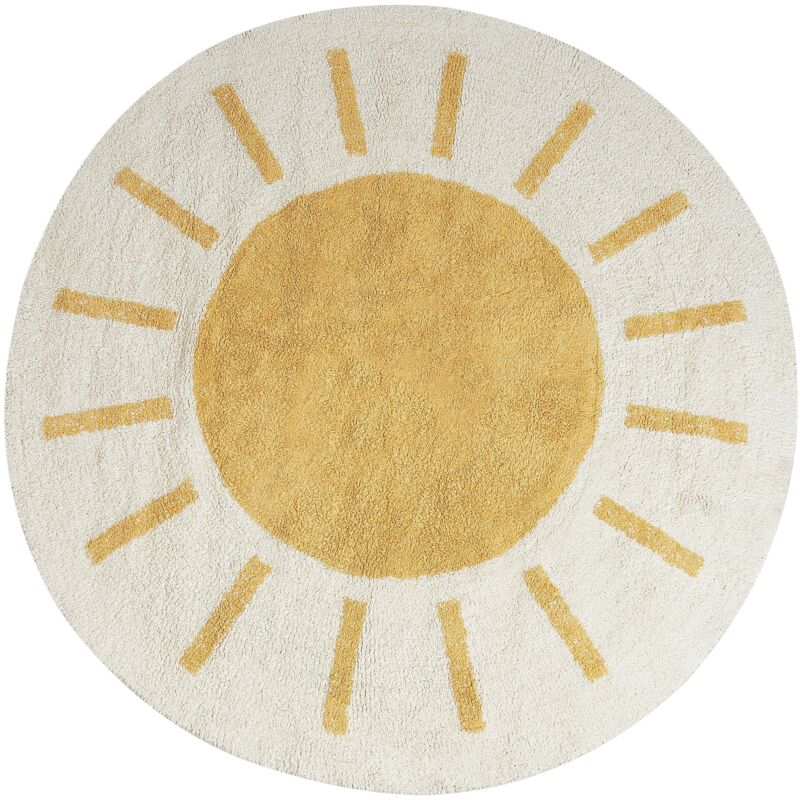 Beliani Kids Rug Baiker Beige Ø 140 Cm Cotton