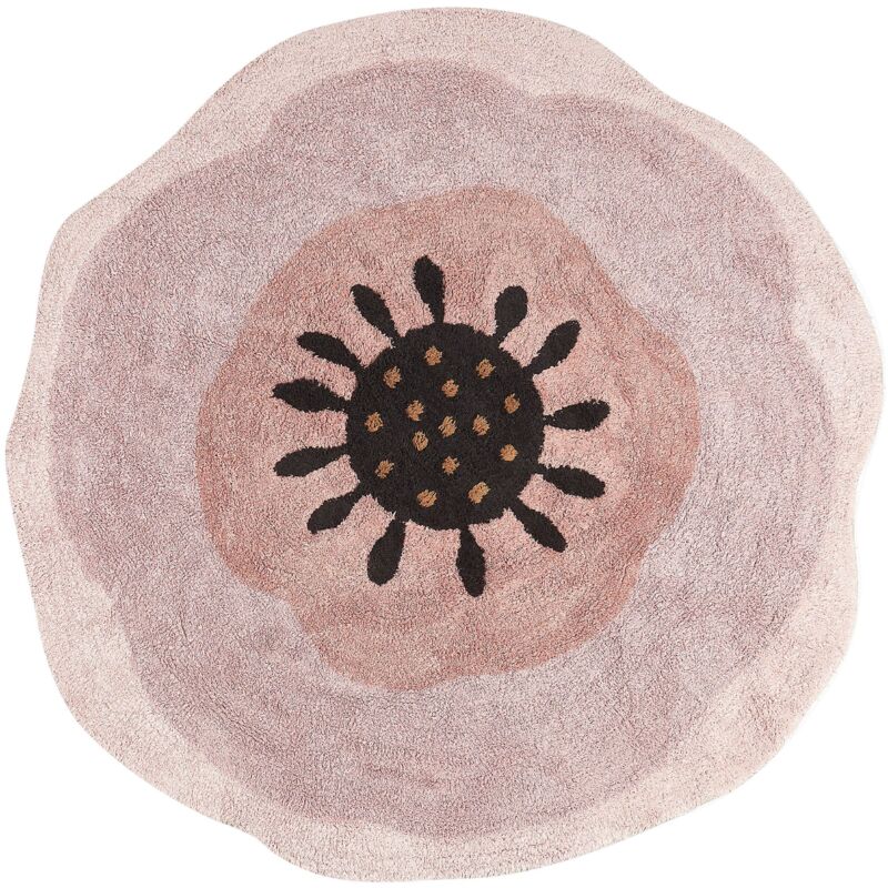 Beliani Kids Rug Kharat Pastel Pink Ø 140 Cm Cotton