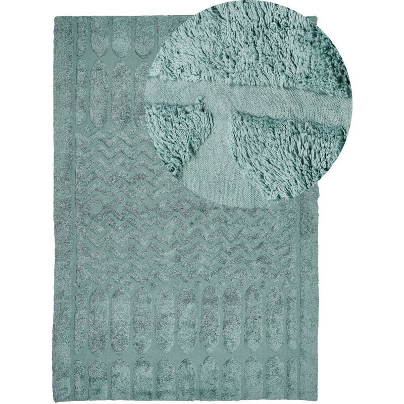 Beliani Rug Sirnak Mint Green 140 X 200 Cm Cotton