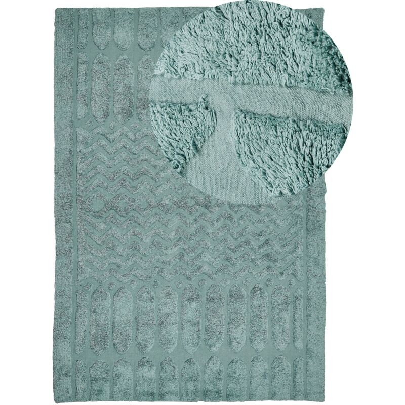 Beliani - Area Rug Cotton Tufted Shaggy Woven Boho 160 X 230 Cm Mint Sirnak