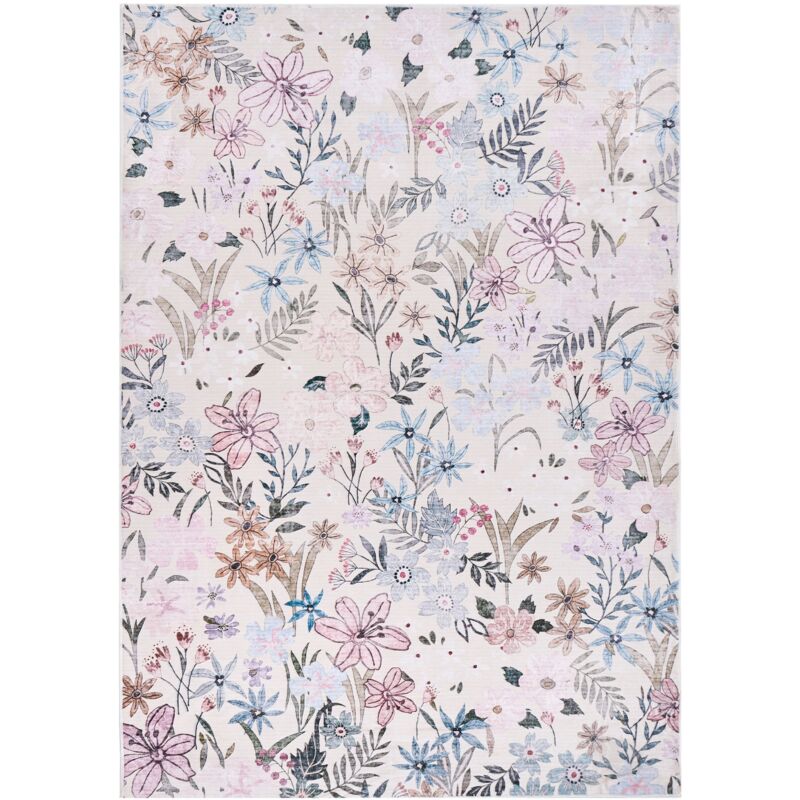 Area Rug Multicolour Fabric 160 x 230 cm Detailed Flower Pattern Living Room Bedroom For Underfloor Heating Anti-Slip Bottom TILLO