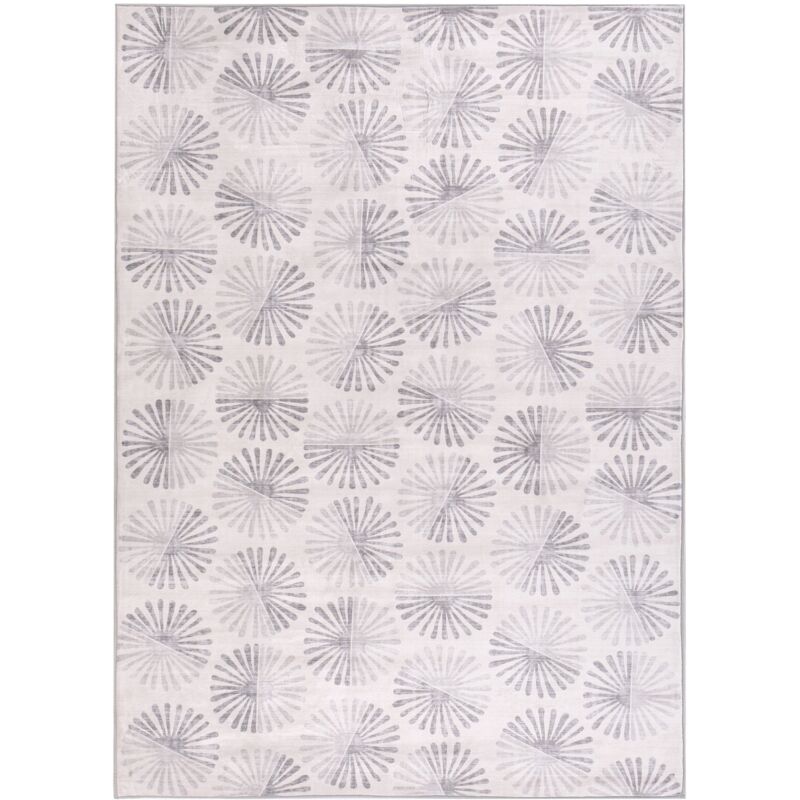 Area Rug Off-White Fabric 140 x 200 cm Modern Abstract Pattern Hallway For Underfloor Heating Anti-Slip Bottom CATAK