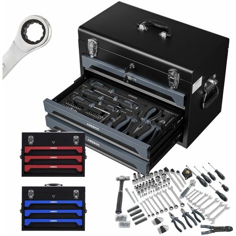 AREBOS 172 tlg Toolbox Cassetta degli attrezzi con 3 cassetti Antracite