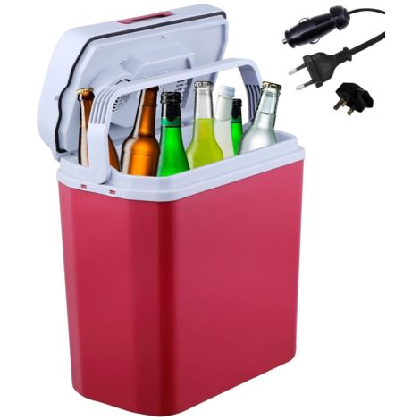 AREBOS 20 litre cool box  for cooling and keeping warm  mini fridge  thermo-electric cool box  with ECO mode  12/230 V for car and socket outlet  electric cool box  red