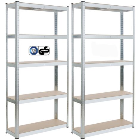 AREBOS 2er set  Schwerlastregal 180 x 90 x 30 cm  875 kg Kellerregal Steckregal verzinkt