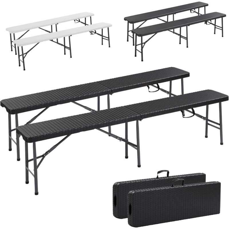 2X Banc de bière Banc Pliable i Poignée de Transport 183 x 28 x 43 cm Camping Jardin Fête Banc de Camping Banc de Tente à bière, Banc de Jardin,