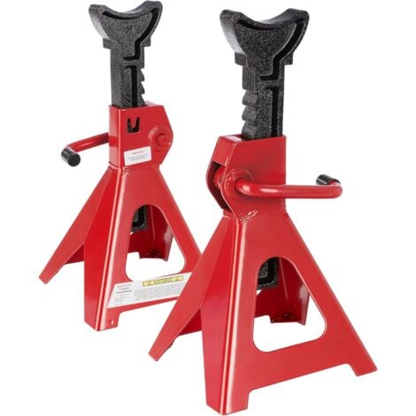 AREBOS 2x Chandelles à Crémaillère Crics de Levage  6000 kg  4 pieds Robustes pour une Stabilité Optimale  Rouge