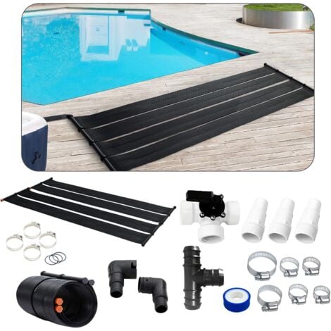 AREBOS 2X Chauffage Solaire Collecteur Solaire Chauffage de Piscine Kit de 2 pièces 300x66 cm Plastique résistant aux UV Noir