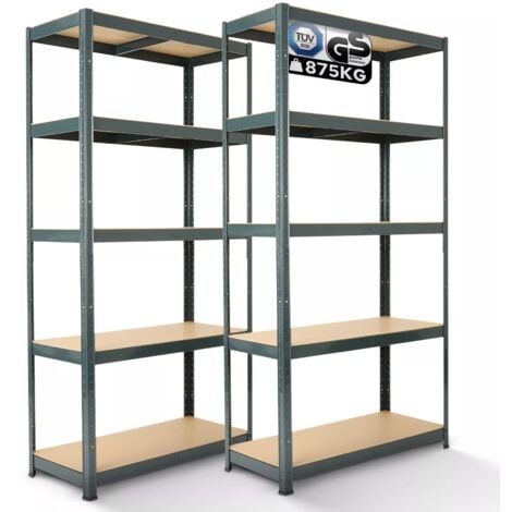 AREBOS 2x Estanteria Metalica - Estanterias Almacenaje 180 x 90 x 30 cm - 875 kg - Estanterías Metálicas - Estanterias Metalicas Almacenaje - 5 Baldas - 2 Unidades - Negro