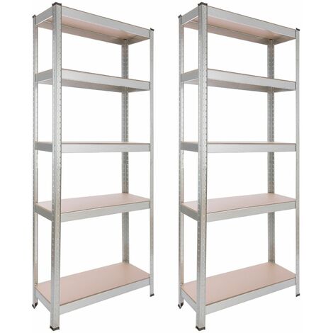 AREBOS 2x Heavy Duty Shelving 350kg Basement Shelving Storage Shelving Boltless Shelving 180x75x30cm Shelving 2s - Galvanised