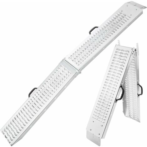 AREBOS 2x Rampe de Chargement | Pliable | 400 kg | Argent | Surface Anti-dérapante | Galvanisée et Métallisée