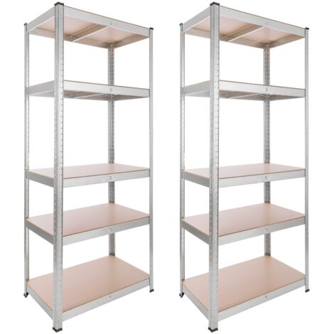 AREBOS 2x Schwerlastregal 180 x 75 x 45 cm 875 kg Kellerregal Steckregal verzinkt