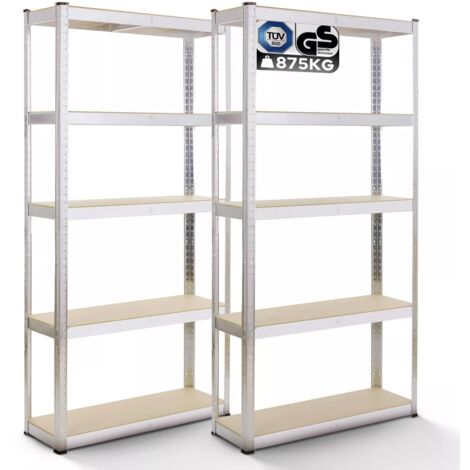 AREBOS 2x Schwerlastregal 180x90x40 875 kg Kellerregal Steckregal verzinkt