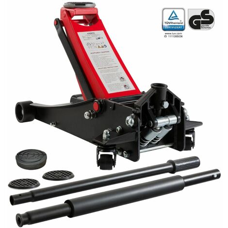 AREBOS 3T Hydraulischer Rangierwagenheber flach Unterfahrhöhe 85-500 mm Doppelkolben 3 Auflagen