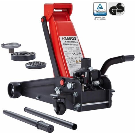 AREBOS 3T Hydraulischer Rangierwagenheber mit integriertem Fußpedal max.Hubhöhe 130-508 mm 2x Gummi-Auflagen 360° Rollen