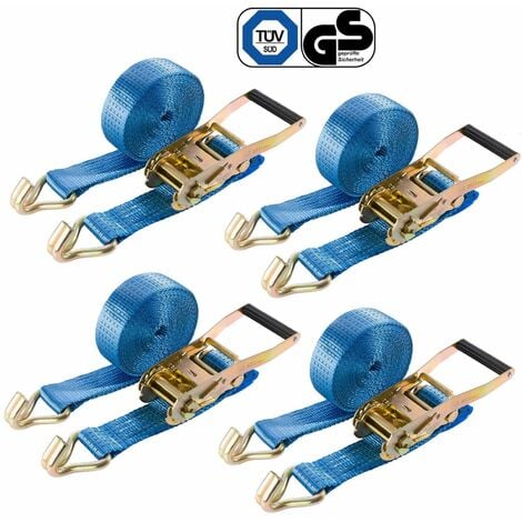 AREBOS 4 x Correas tensoras 2 uds.con ganchos Correas tensoras trinquete 6m ,5000 kg