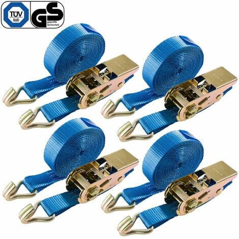 AREBOS 4 x Correas tensoras 2 uds.con ganchos Correas tensoras trinquete  6m , 800 kg
