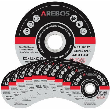 Arebos 50/100/200/400 disques fins à  tronçonner l'acier inox Ø 125 x 1 mm Métau pour Meuleuses