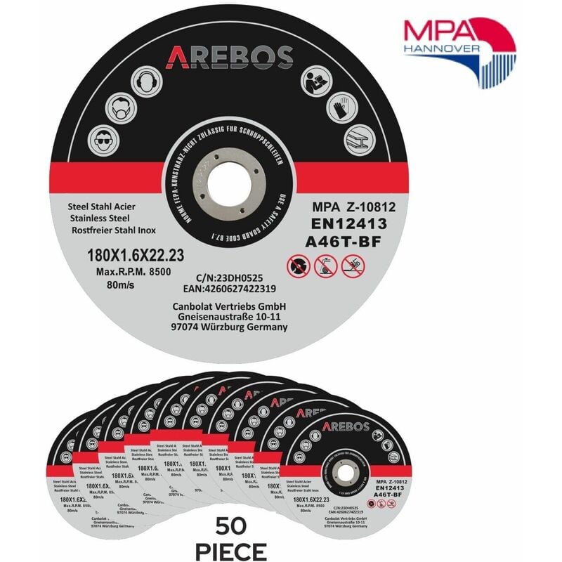 

Discos Corte Discos Flexibles Ø180 mm Admisión 22,2 mm Espesor 1,8 mm - Arebos