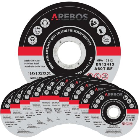 AREBOS 400x Meule à tronçonner Disques à tronçonner 115 pour Meuleuse d'Angle
