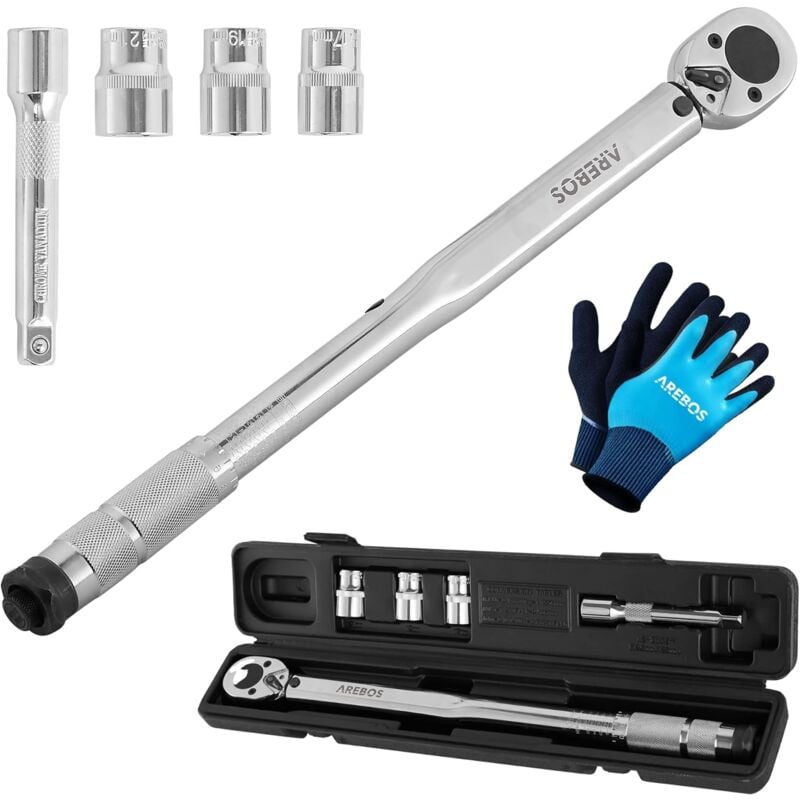 Arebos - 6pcs 1/2 clé dynamométrique à cliquet 40-210NM Couple Noix Douilles