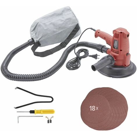 AREBOS 710W Ceiling Sander with Suction and 18x Sandpaper  6 Speed Levels  1.500-3.000 RPM  Drywall Sander/Wall Sander