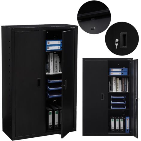 AREBOS Archivador Armario de Oficina - 140x90x40 cm - Armario de Oficina - Negro