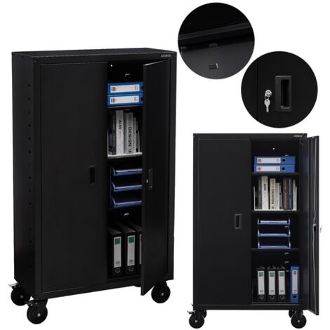 AREBOS Archivador Armario de Oficina - 140x90x40 cm - Armario de Oficina - Negro