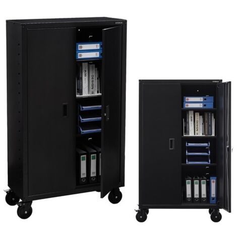 AREBOS Armadio per archiviazione Armadio per ufficio in acciaio Nero