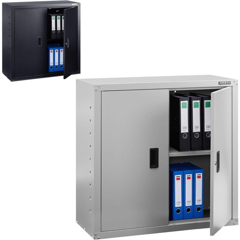 Arebos - Armoire de classement Armoire de Bureau Armoire de Rangement 1 étagères réglables en Hauteur 90x90x40cm Blanc