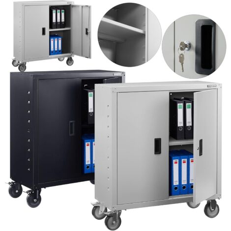 Arebos – Armoire de rangement verrouillable 90x40x90cm – 4 étagères réglables – Acier thermolaqué – Capacité 40kg par étagère – Pour bureaux et ateliers